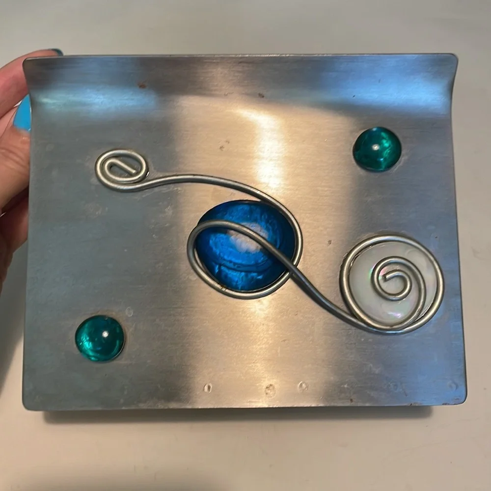 Handmade stainless steel blue beaded kitchen 5 piece set
